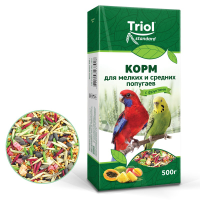 TRiOL standart Корм для крупных и средних попугаев с фруктами, 500г